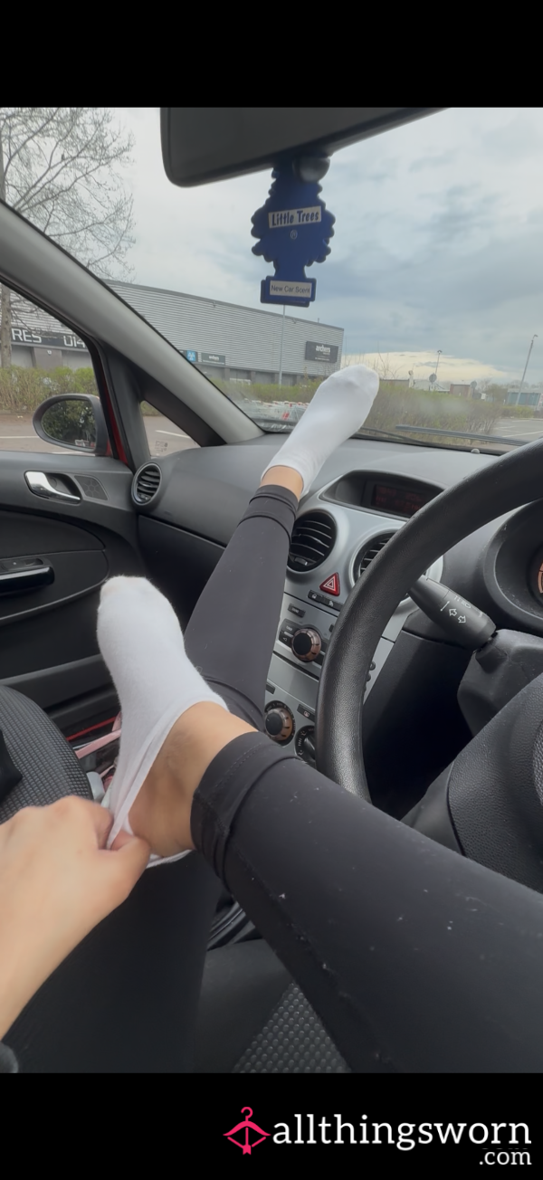 My Workday Sock Slide - White Socks & Pink Crocs 🌸🧦