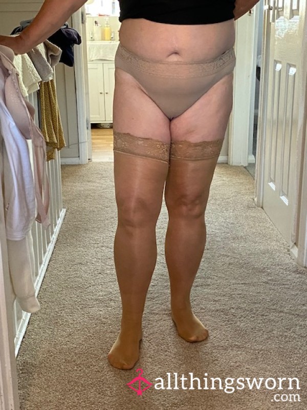 My Worn Cream Hold Ups Large 20 Denier