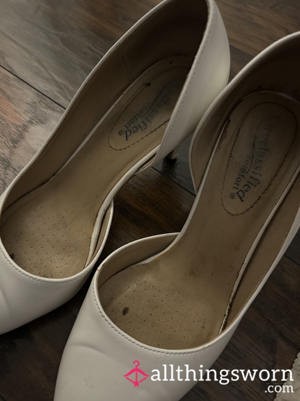 My Worn Jammy White High Heels 👠
