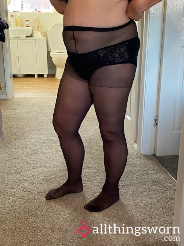 My Worn Tights Black Size Large 15 Denier