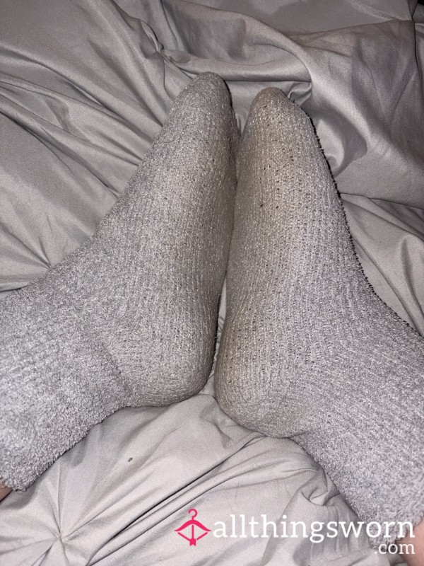 Nasty Grey Fuzzy Socks