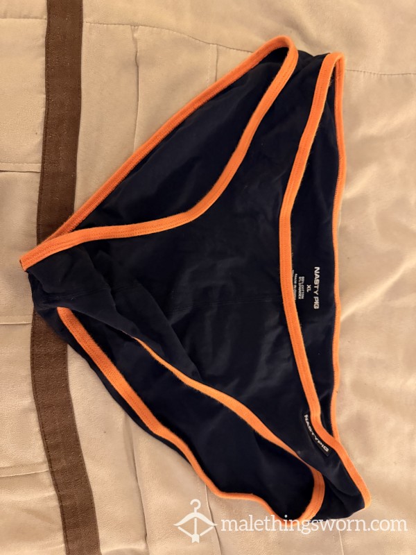 Nasty Pig Navy Bikini Brief With Orange Trim XL