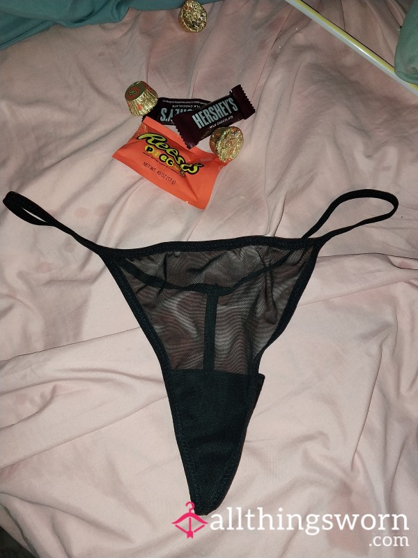 Nasty Sheer Black Thong 24 Hrs