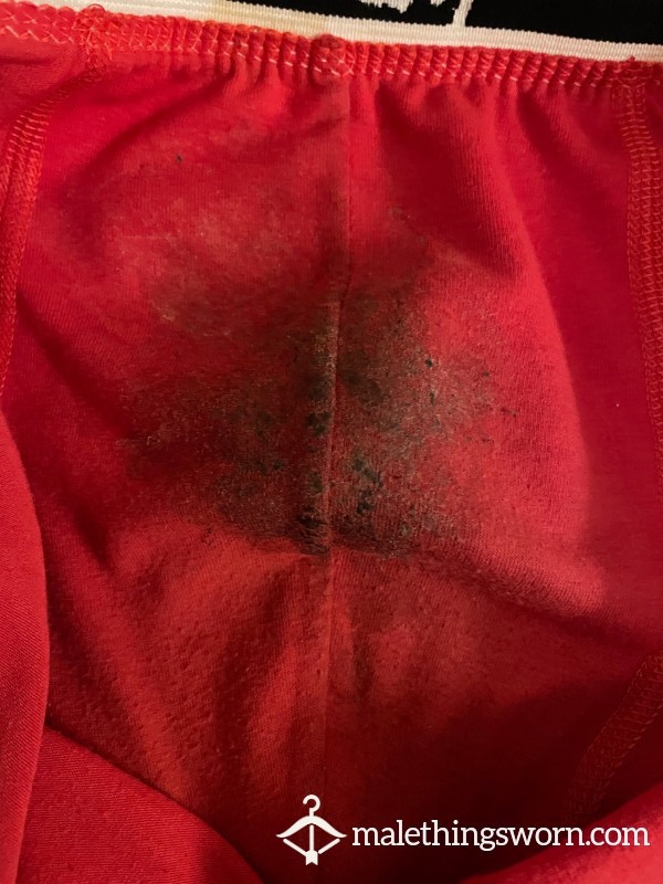 Nasty Stinky Boxers 4 Weeks Worn With C*m & Pi*s Drops, Money Clothing Red Tight Fitting (S)