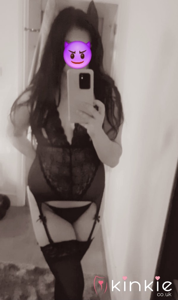 Naughty Black Lace Body With Matching Panties And Stockings
