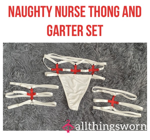 Naughty Nurse Thong And Garter Set🏥