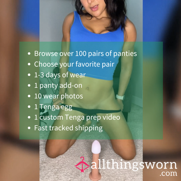 NAUGHTY PLEASURE BUNDLE: 1 Pair Of Worn Panties + 1 Panty Add-On + 1 Tenga Egg + 1 Tenga Preparation Video + Free Tracked Shipping