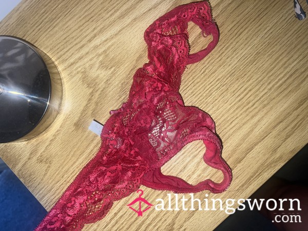 Naughty Wet Red Thong 🥵💦