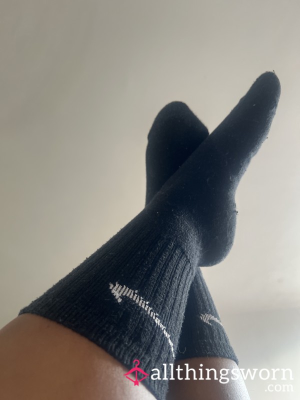 👣 Worn Sweaty Naughty Nike Black Socks 👣