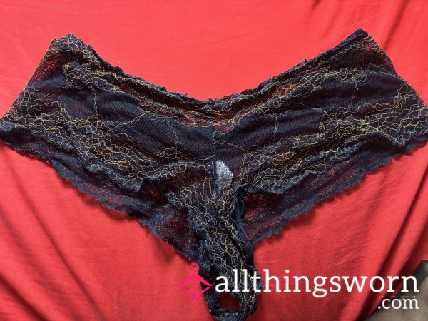 Navy And Gold Thongs- Ready For A Juicy Custom Wear