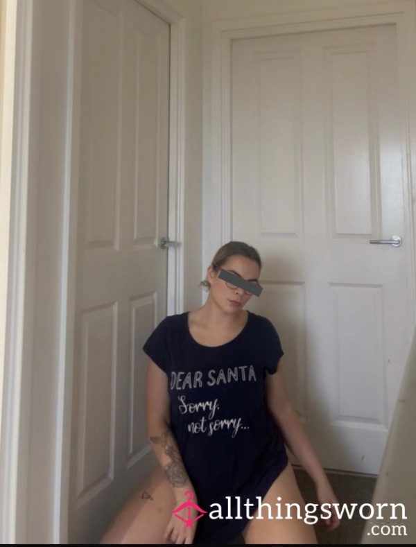 Navy Blue Ann Summers Nighty - Short Mid Length ‘ Dear Santa……. Sorry Not Sorry’  📦 UK Delivery Included 🌍 International Shipping Available 📸 Photo Set Included 🔥