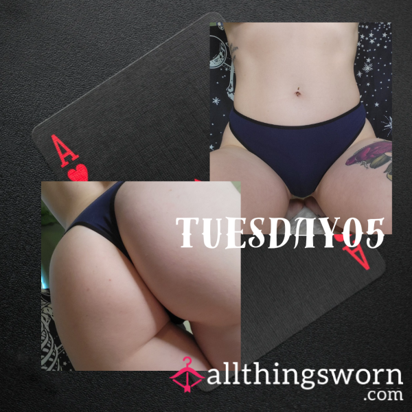 Navy Blue Cotton La Vie En Rose Thong #22