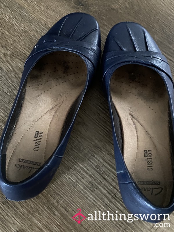 Navy Blue Flats Well Worn