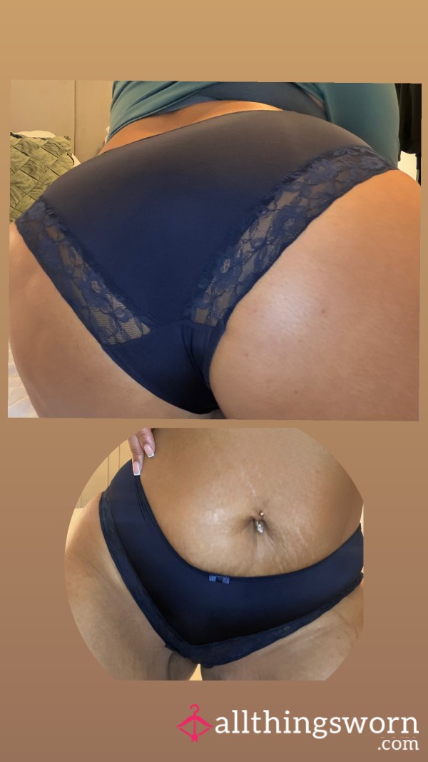 Navy Blue Full Back Lace Wet Panties 💙