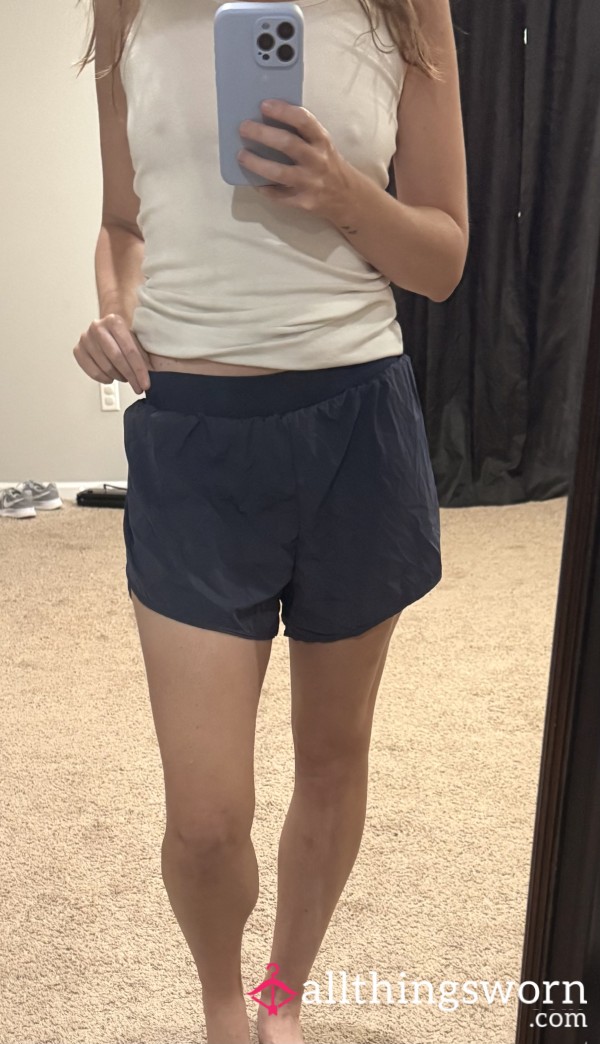 Navy Blue Gym Shorts W/ Liner, Two-Day Wear, No Panties 💙