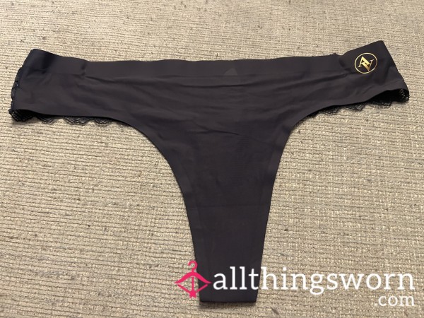 Navy Blue Lace, Nylon And Spandex Thong