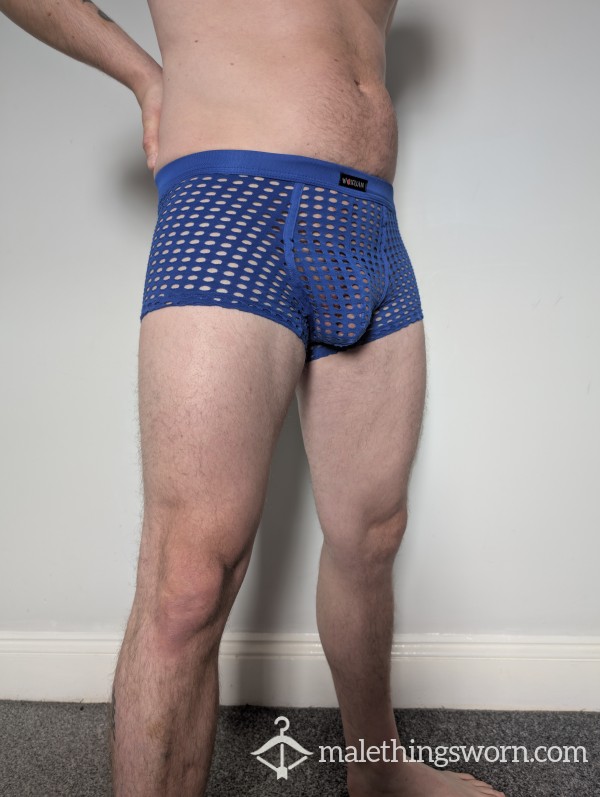 Navy Blue Mesh Boxer Shorts, Size S. 7 Day Wear