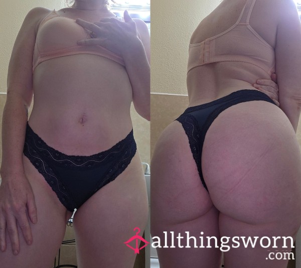 Navy Blue Nylon And Lace