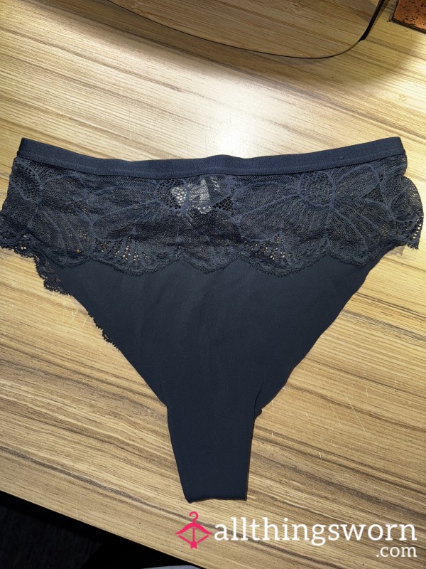 Navy Blue Nylon & Lace Brazilian – Soaked In 24 Hours Of Me 💋💦 For Just £30, You Get: ✨ 5 Topless Pics (face Included!) 📦 FREE UK Shipping