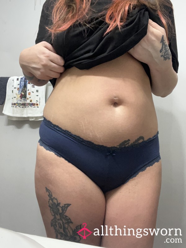 Navy Blue Panties Worn 24 Hours