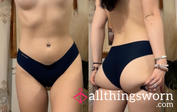 Worn Navy Blue Silky Panties