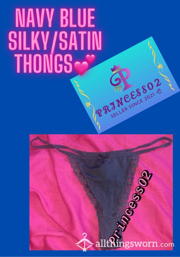 Navy Blue Silky/Satin Thongs💙