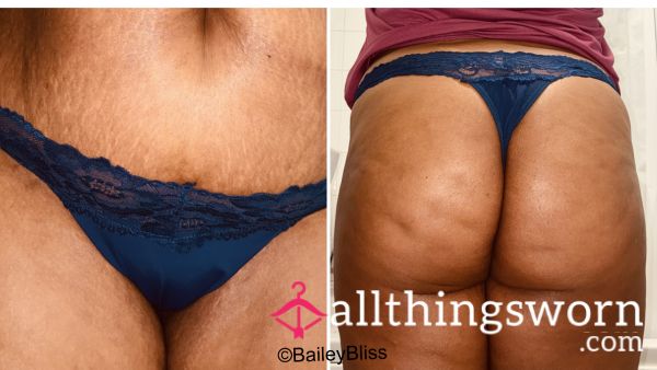 Navy Blue Thong With Lace - 48hrs Wear Included