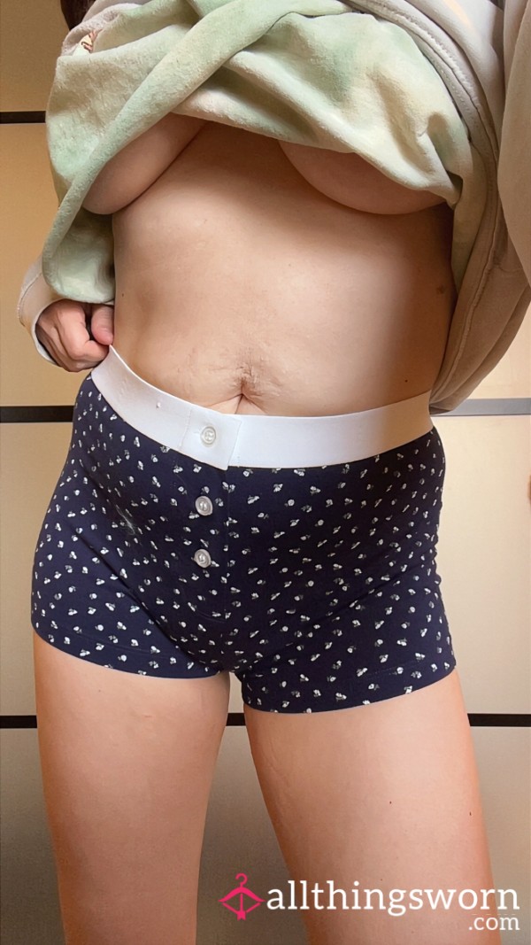 Navy Blue With Flowers Boyshorts
