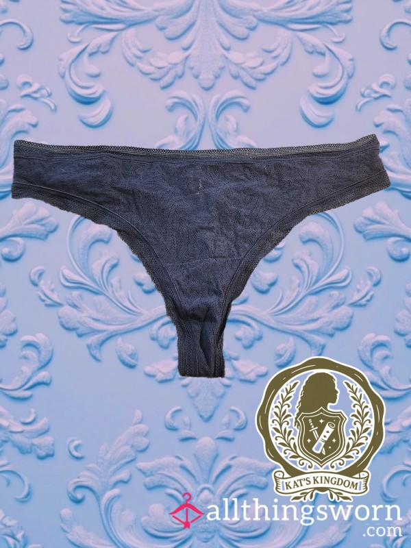 Navy Blue Zebra Mesh Thong 💙 Soma XXL