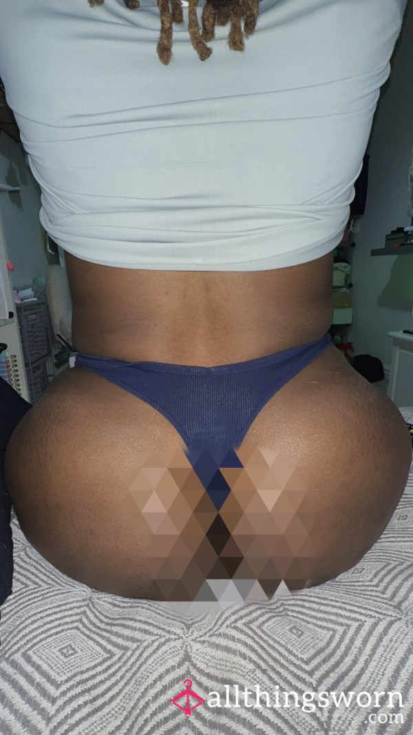 Navy Cotton Thong