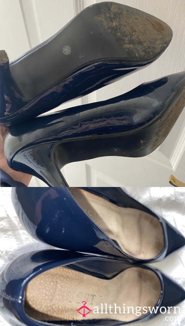 Navy Patent Work Heels