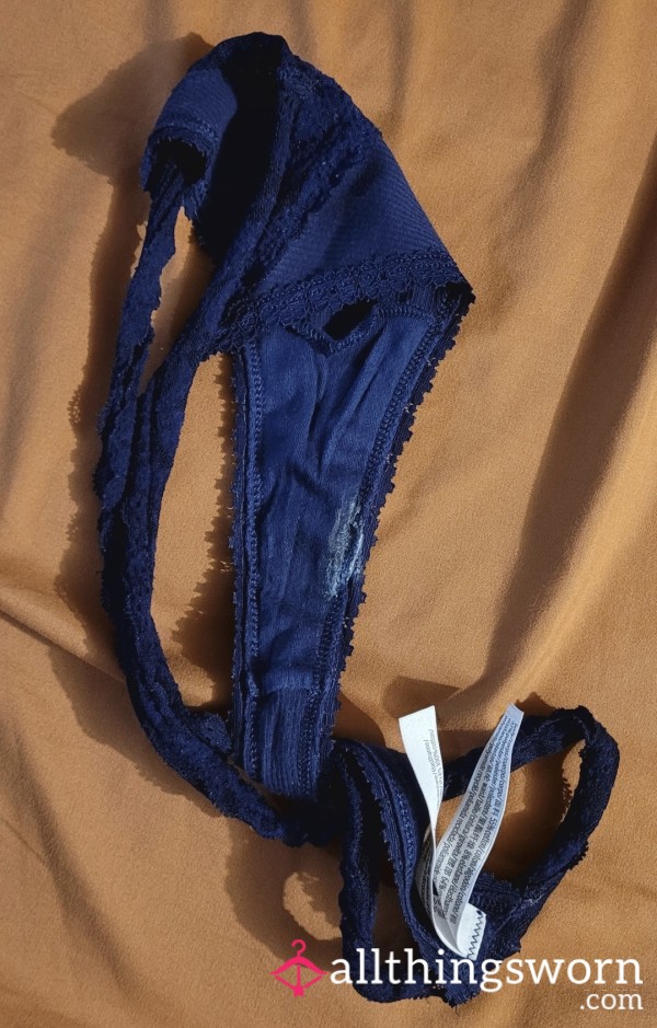 Navy Thong Freshly Worn