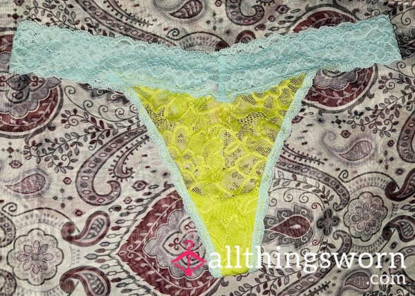 Neon Blue N Green Lace Thong