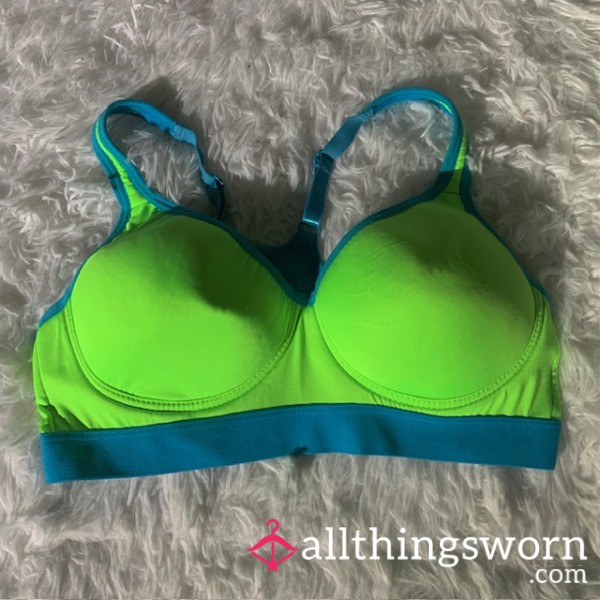 Neon Green And Blue Sports Bra 34C