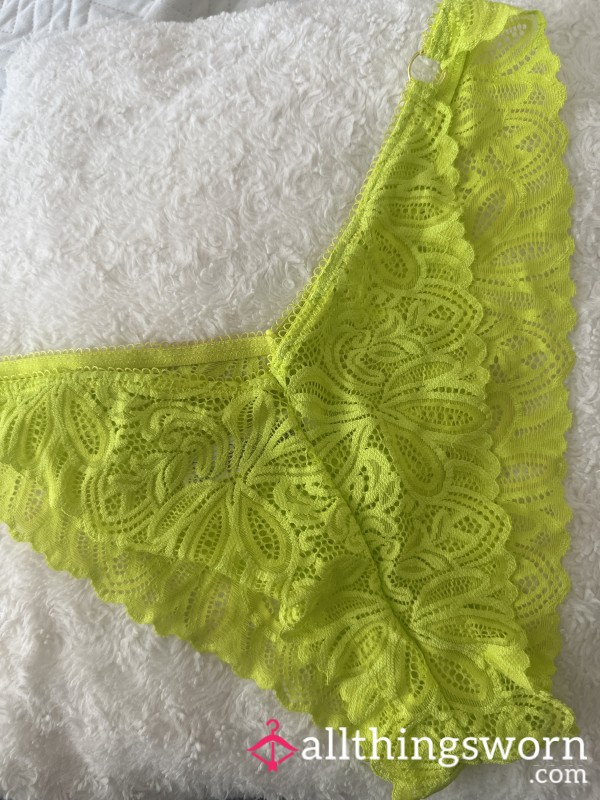 Neon Green Lace High Leg Panties