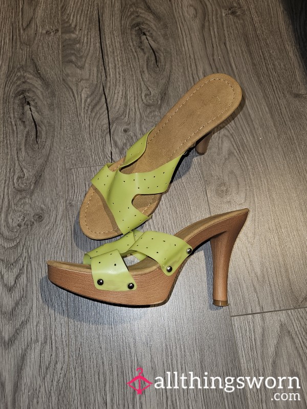 Neon Green Sling Back Stiletto Heels