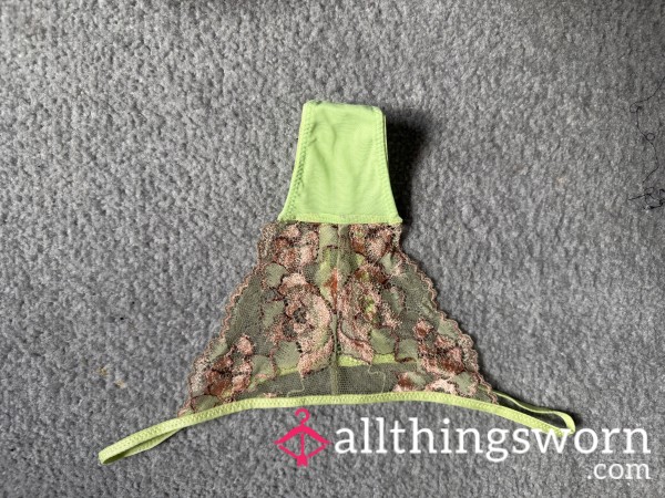 Neon Green With Bronze Embellishment Gstring