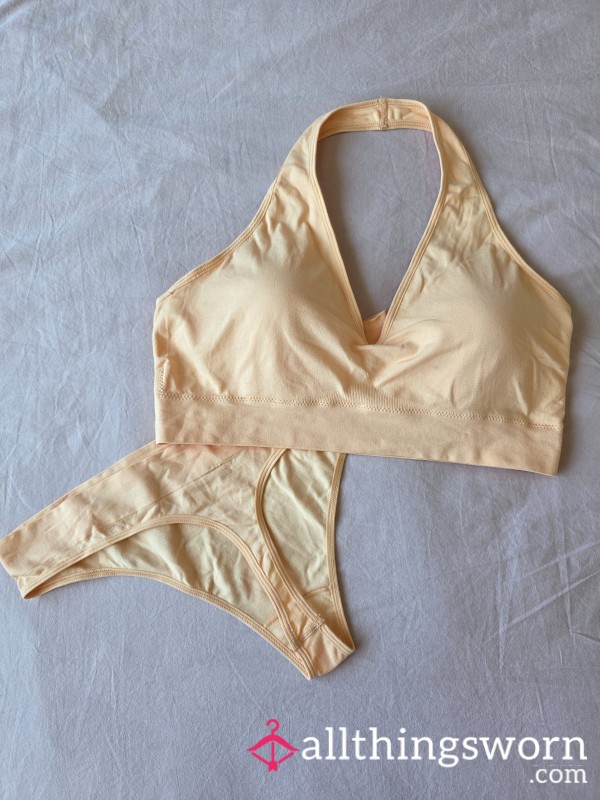 🧡Neon Orange Halterneck Bra And Thong Set 🧡