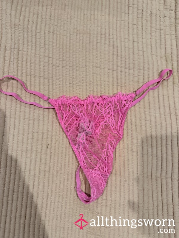 Neon Pink Lace Thong 🩷