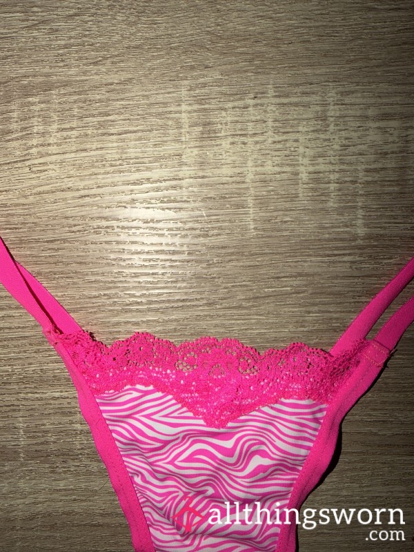 Neon Pink Zebra Thong