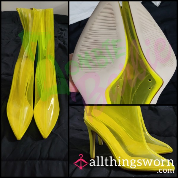 Neon Stilleto Rain Boots