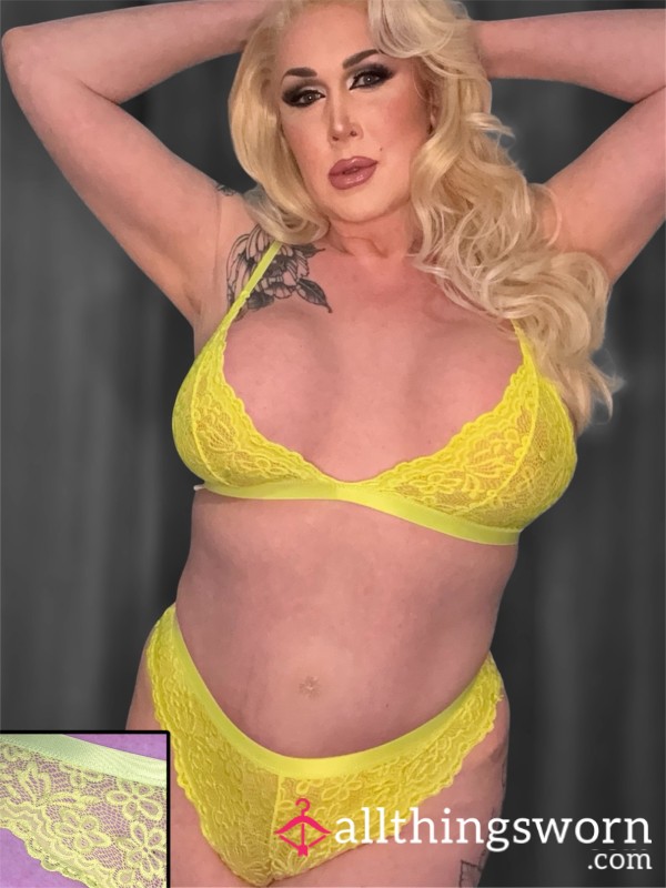 Neon Yellow Lace Set