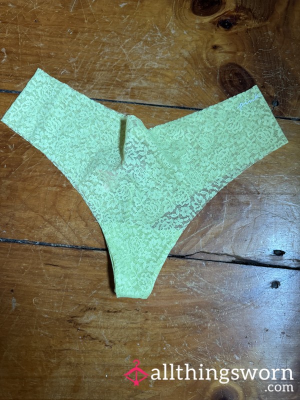 💛 Neon Yellow Lace Thong, Size XL, PINK