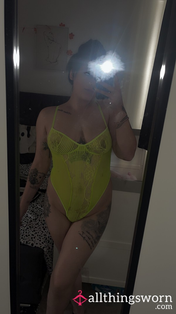 Neon Yellow Lace Used Lingerie