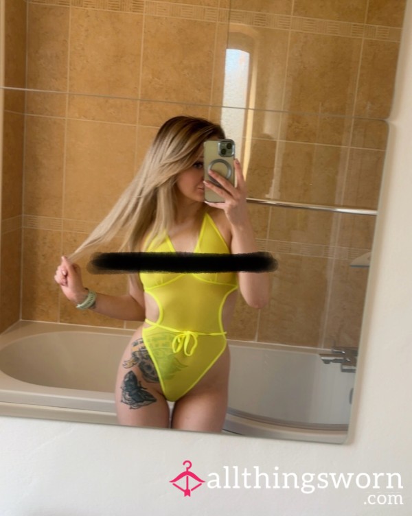 Neon Yellow Mesh Lingerie Bodysuit 💛