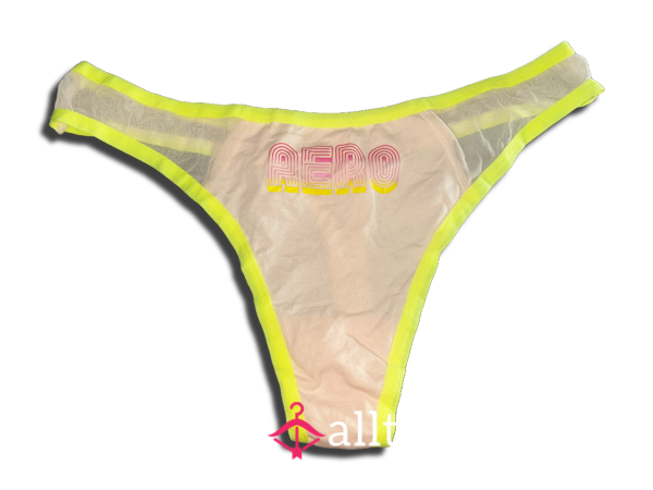 Worn Neon Yellow/Peach Aeropostale Thong