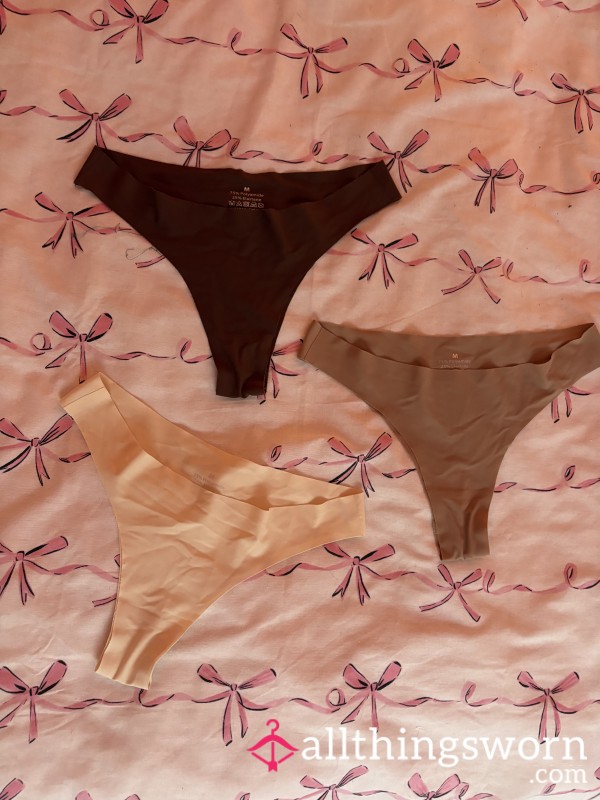 Neutral Coloured Nylon Thongs😍 With Cotton Gusset To Collect All My Scent😈