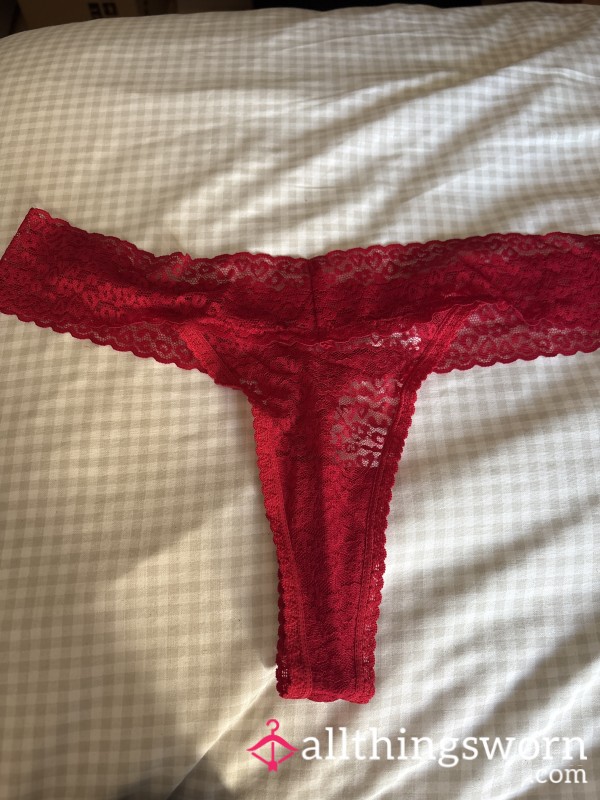 New Large Red Lace Thong