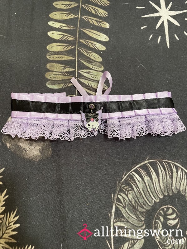 New Never Worn Purple And Black Kuromi Lace And Ribbon Choker