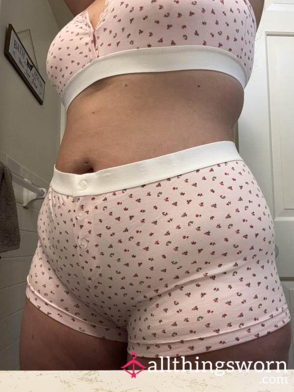 New Pink Two Piece Set Bra And Boy Shorts